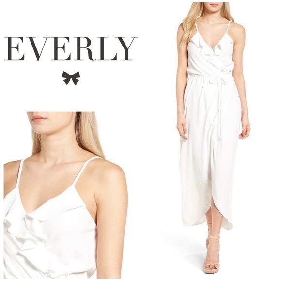 Everly Everly Ruffle Wrap Maxi Dress In Off-White Size S - Picture 2 of 10